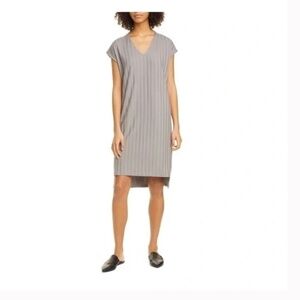 Eileen Fisher Ribbed Tencel Dress Zinc Medium